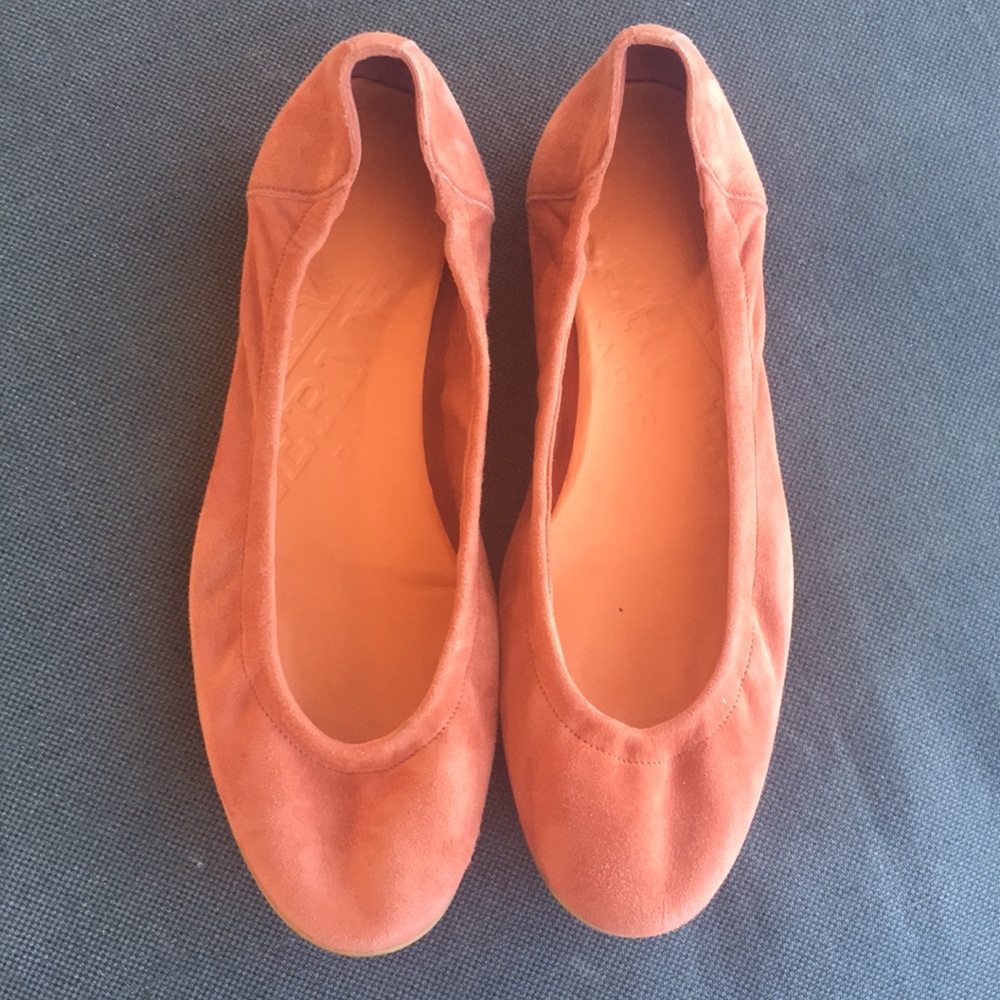 Hermès Burnt Orange “Carina” Suede Ballet Flats